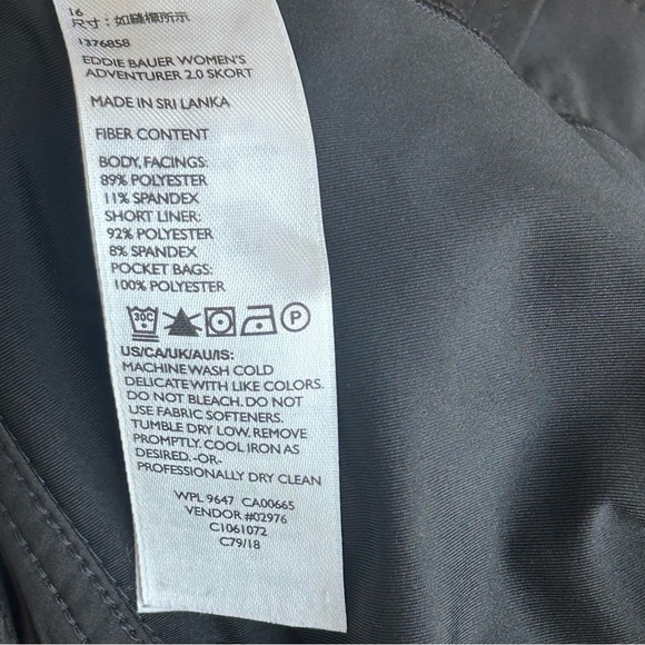 Eddie Bauer Women’s Black Adventurer 2.0 Stretch Active Skort 16 Golf Hiking - Picture 7 of 7